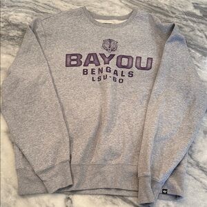 47 Men's LSU gray crewneck sweater